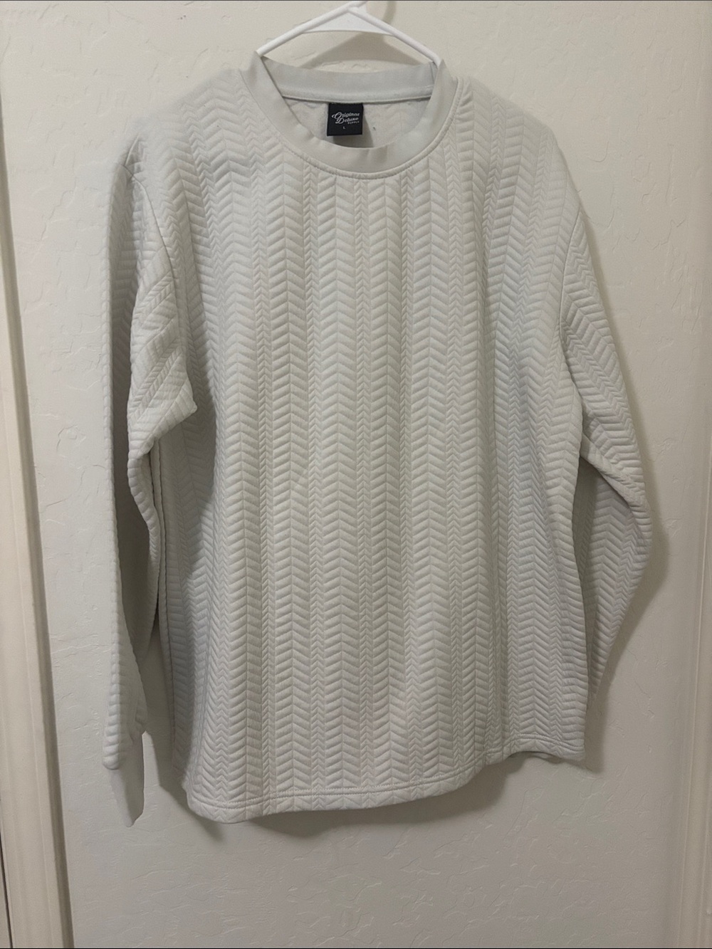 Original Deluxe White Quilted Chevron Crewneck